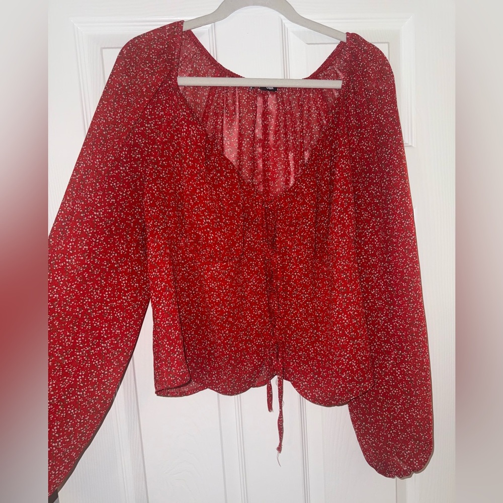 Fashion Nova Red Floral Blouse